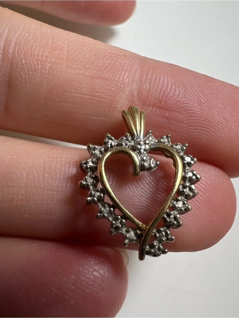 Classic 10K Gold Two-Tone Heart Pendant
